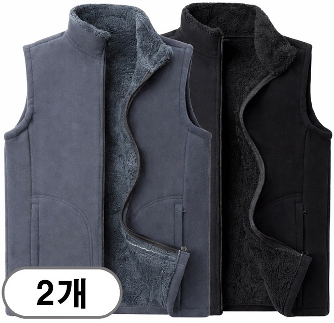 차쿠 남성 양털 후리스 조끼 융털 작업조끼 털 방한조끼 1+1