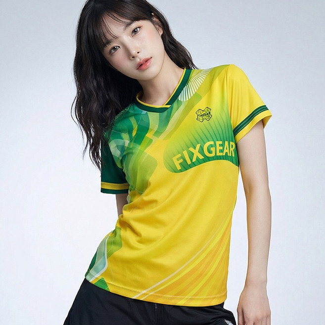 픽스기어 국내제작 여성 배드민턴복 탁구복 테니스복 기능성 반팔 티셔츠 흡한속건 단체복 브이넥 라운드넥 TSW-JH32