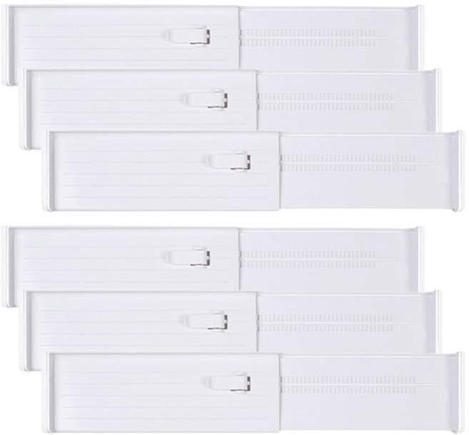 MSL 길이조절 서랍칸막이 파티션 서랍정리대, 화이트, 6개입