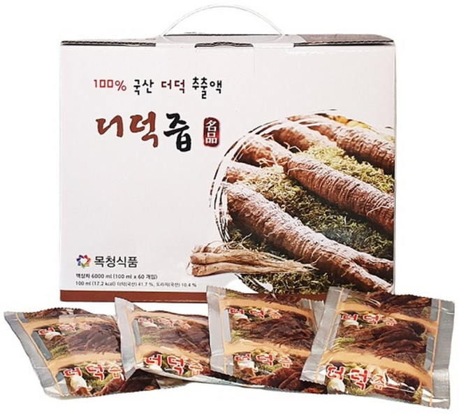 더덕즙 60포 직접 재배한 더덕과 도라지 목청식품 100ml X 60개입 유통마진 없이 직접판매, 60개