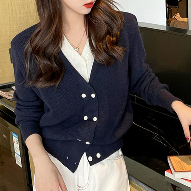 스판 니트가디건 브이넥 레이어드룩 환절기 여리핏