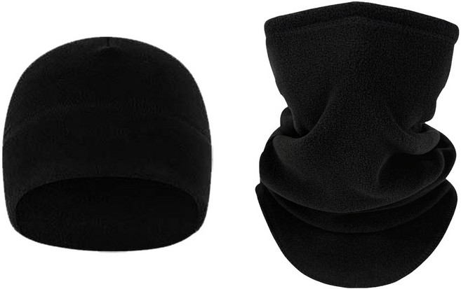 폴라 기모 넥워머 목토시 비니 세트 WW002 - 겨울 혹한기 방풍 방한 작업 스키장 라이딩 하이킹 기능성, 블랙, 1개