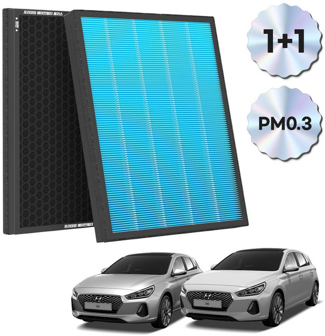 1+1 PM 0.3 에어컨필터 활성탄 블루 초미세먼지, 2개, i30 PD (16~) [FCP-04]