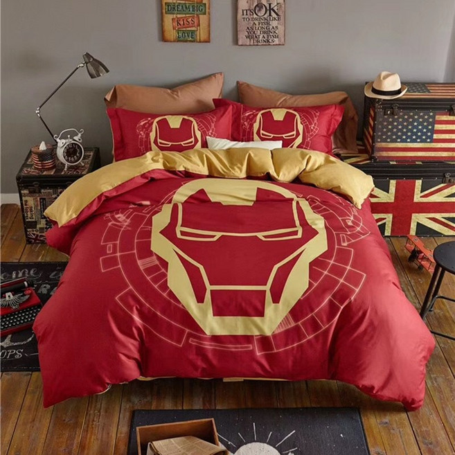 스파이더맨 이불 커버 세트 순면 어벤져스 토르 아이언맨, 밴딩장착형, H