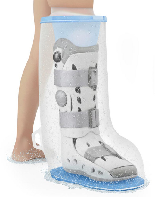 깔끔더하기 미끄럼방지 샤워 깁스 방수커버, 1개, 블루XL