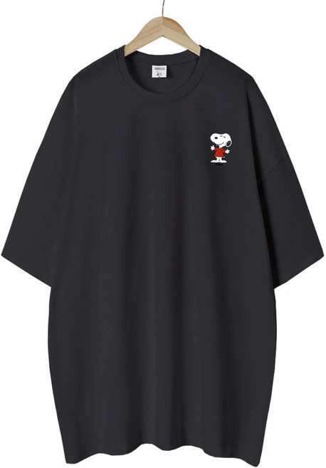 스누피 남녀공용 오버핏 캐릭터 라운드 반팔티 빅사이즈 데일리 루즈핏 커플 라운드 티셔츠 남자 여성 롱티 단체 티 스몰피너츠