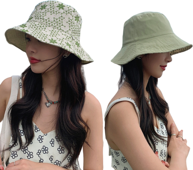 라별 양면 코튼 버킷햇 벙거지 모자 휴양지 바캉스 여행 비치