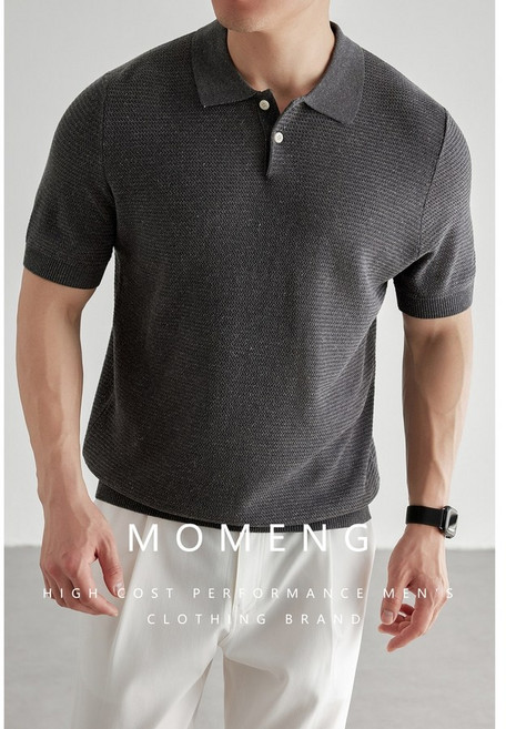 남성 텐셀 린넨 반팔 니트 폴로 티셔츠 여름 시원한 카라 데일리