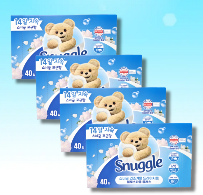 스너글 건조기용 드라이시트 블루스파클플러스 40매 4개, 40개입