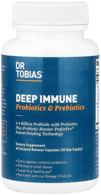 닥터토비아스 Deep Immune 프로바이오틱 & 프리바이오틱 지연 방출 캡슐 60정, 1개 - 쿠팡