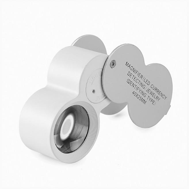 미니 확대경 40배율 고화질 광학 렌즈 LED 조명 각도 조절 휴대 케이스 돋보기, 40배율 미니 확대경, 1개