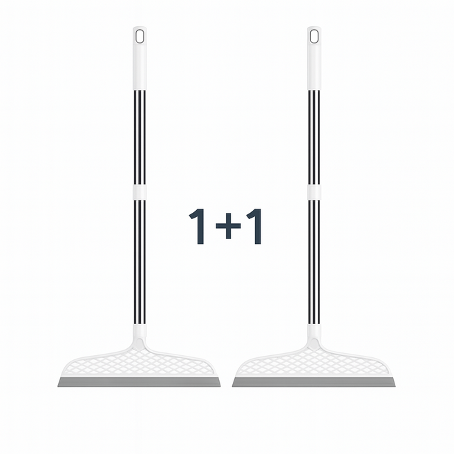 럭키픽 다용도 실리콘 빗자루 스퀴지 먼지 물기제거 1+1, 화이트1개+화이트1개, 1세트