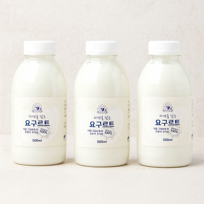무가당 플레인요거트 수제 요구르트 500ml, 3개