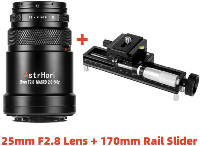 AstrHori 풀 프레임 울트라 매크로 E용 RF eos Z 라이카 L 후지 FX 마운트 카메라용 25mm F2 8 2X 5X, with AH-MGA170, 1개