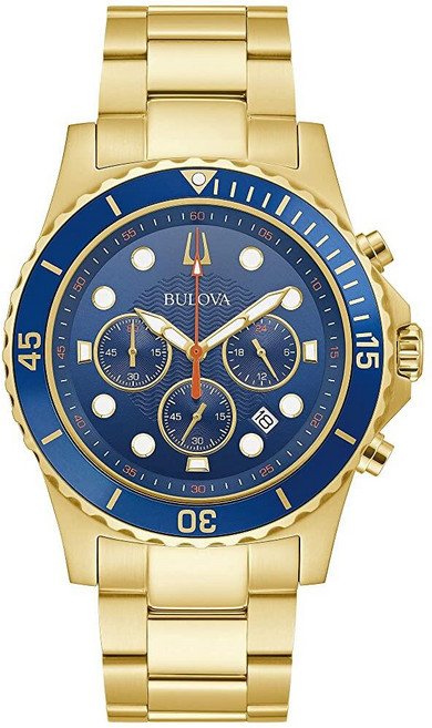 Bulova 부로바 남성용 클래식 스포츠 6핸드 크로노그래프 쿼츠 시계 달력 날짜 야광 바늘과 마커 100M 방수 44mm 422121