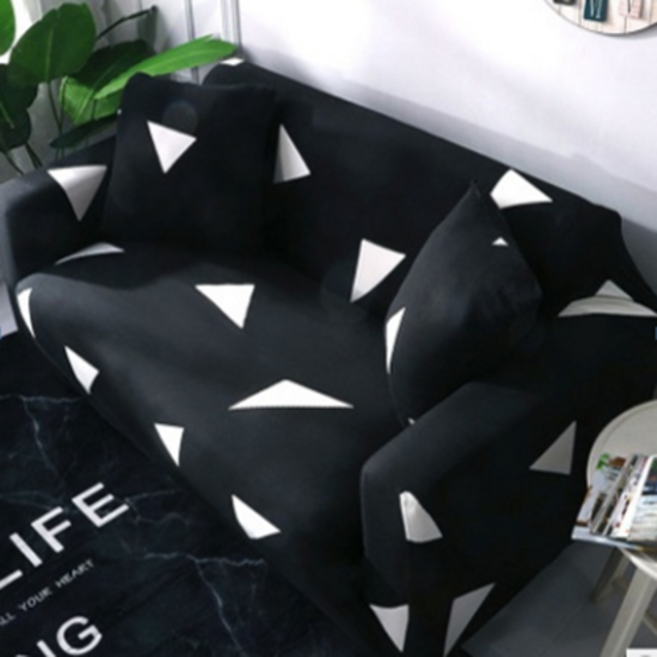 우아한클릭 천갈이 만능 고탄력 디자인 쇼파커버 소파덮개 쿠션커버 증정, 04-블랙 트라이앵글