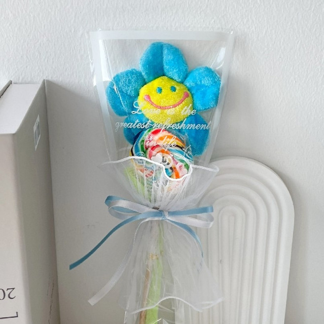 래프유 사탕 인형 꽃다발, 파랑, 1개