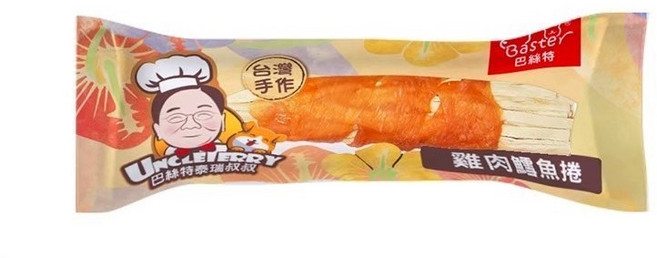 巴絲特 泰瑞叔叔 手工寵物零食 雞肉鱈魚捲/鱈魚甜不辣/芝麻雞肉棒棒糖/麻花裹肉棒, 1個, 雞肉鱈魚捲16g