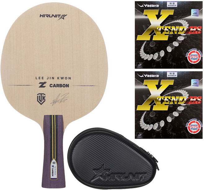 [인기/추천상품] 하이러닛 탁구라켓 이진권 Z카본 + 야사카 엑스텐드 HS 러버 부착세트 + 고급 하드케이스 포함 그립선택ST/FL, 1세트, 그립 선택:FL(부채꼴형)