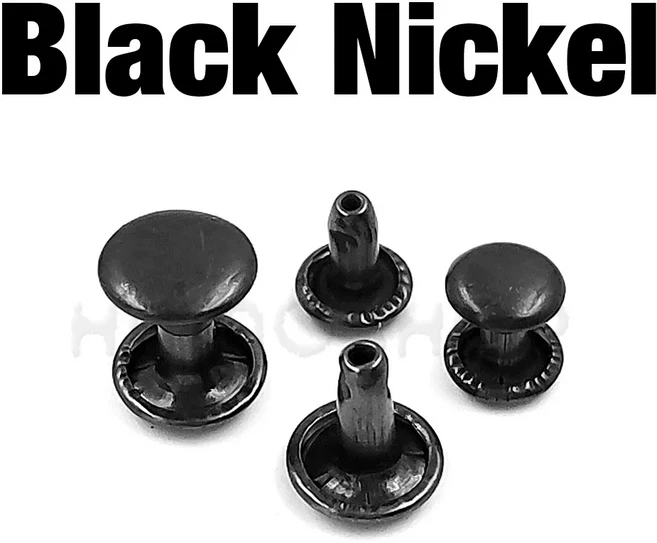 100sets 6-8mm 금속 더블 캡 라운드 리벳 스터드 충돌 네일 스파이크 락 가죽 공예 신발 벨트 의류 팔찌 DI, Nickel, 8 x 6mm, 1개