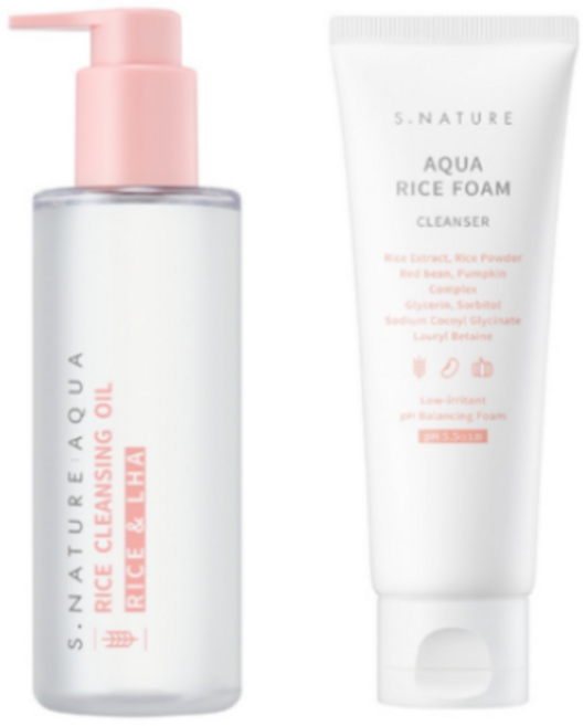 에스네이처 아쿠아 라이스 클렌징오일 200ml + 클렌징폼 80ml[하이콩], 1세트