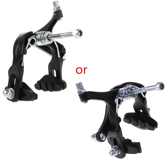 자전거 브레이크 캘리퍼 전면 알루미늄 합금 도로 자전거 mtb 긴 암 양극화 고정, 검은색, 1개