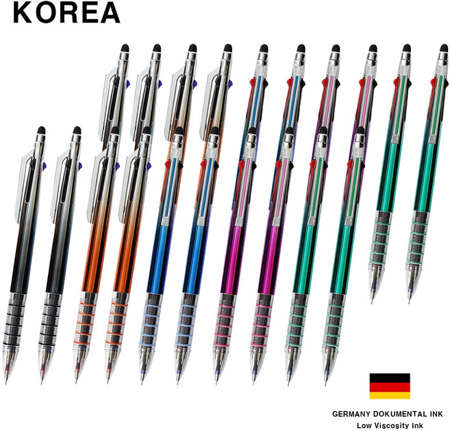 코리아 다색 5링 니들 3색 터치펜 초저점도 독일잉크 고급 볼펜 0.7mm, 20개, 색상혼합