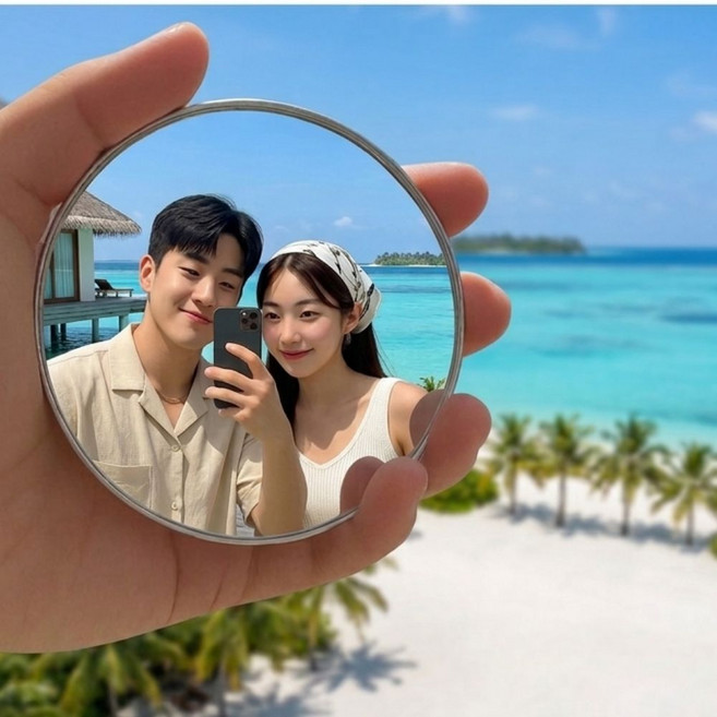 해별홈 여행 필수품 셀카 손거울 여행용 미니 볼록거울, 1개, 그레이