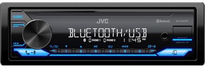 JVC KDSX27BT 블루투스 카 스테레오USB 포트 포함 – AMFM 라디오 MP3 플레이어 고대비 LCD 분리형 페이스 플레이트 Single DIN 13밴드 EQ, Single DIN Car Stereo