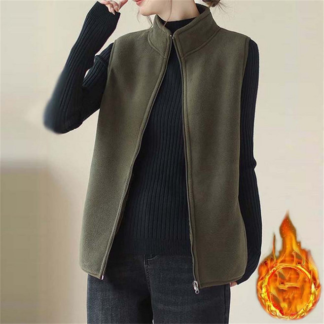 TKX 여성 플리스 조끼 여성 가을 겨울 보온 집업 조끼 후리스 캐쥬얼 베스트 K95