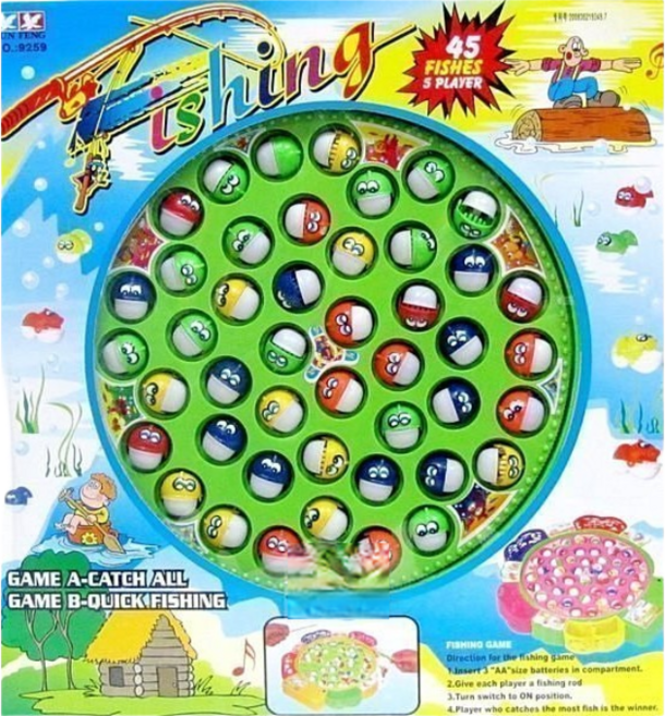 ※旭陽教育用品社※超大號電動音樂釣魚玩具組(含45條魚和4支釣竿) - 親子互動、音樂釣魚、多人遊戲, 多色, 1個