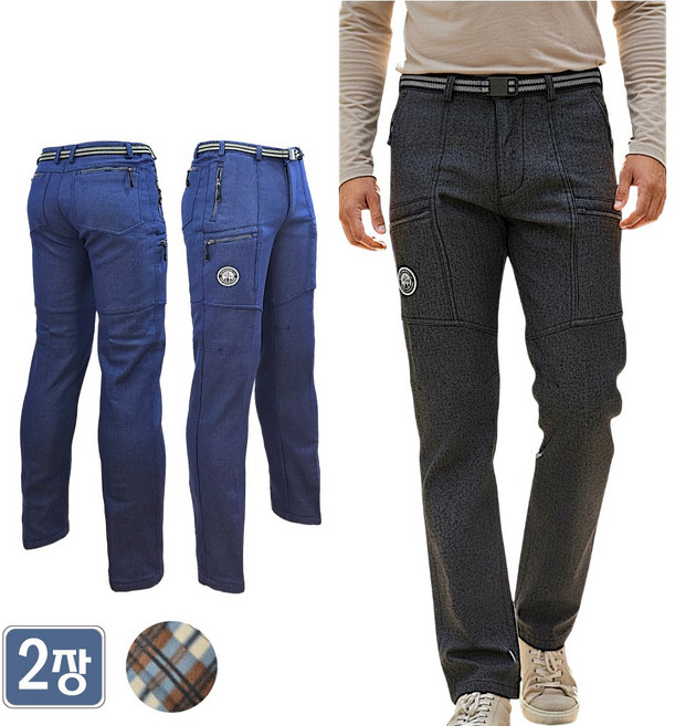 1+1 야인시대 겨울 올 지퍼포켓 기모 청바지 데님 밴딩 작업복 일상복 윈드D6W