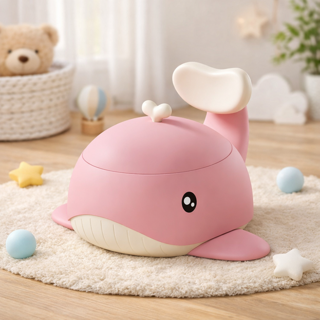 휴대용 아기 고래 접이식 유아 변기, 핑크