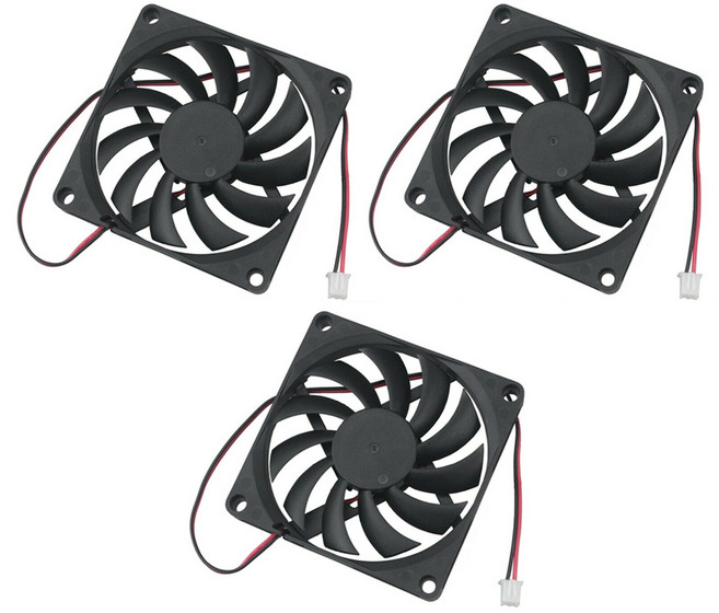 JK 쿨러 80x10mm DC12V 컴퓨터 쿨링팬 공냉식냉각 2핀, 3개