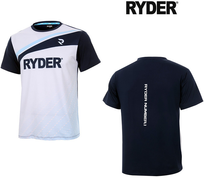 라이더 티셔츠 배드민턴 반팔 상의 남성 여성 게임웨어 화이트 네이비 2023R-12