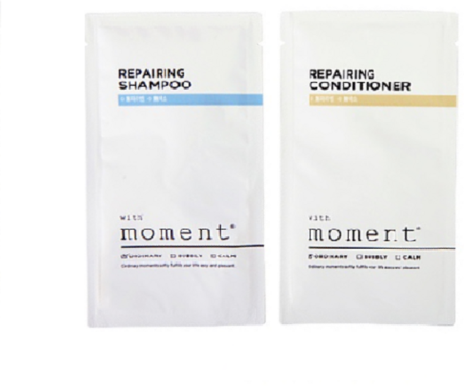 일회용 샴푸 린스 세트 샴푸10+린스10 여행용 파우치 사우나 헬스 출장용 휴대용 세면도구, 1개