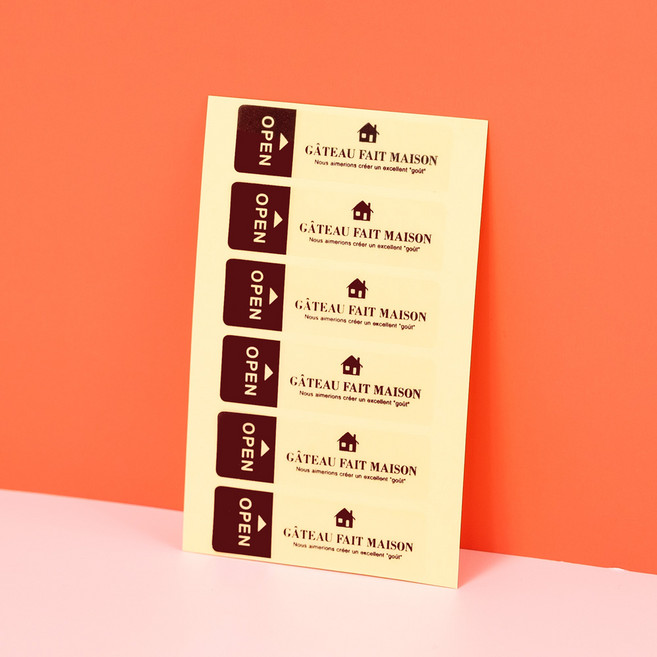 샌드위치 조각케이크 포장 반접착 투명 오픈 직사각 스티커, 초코, 105개