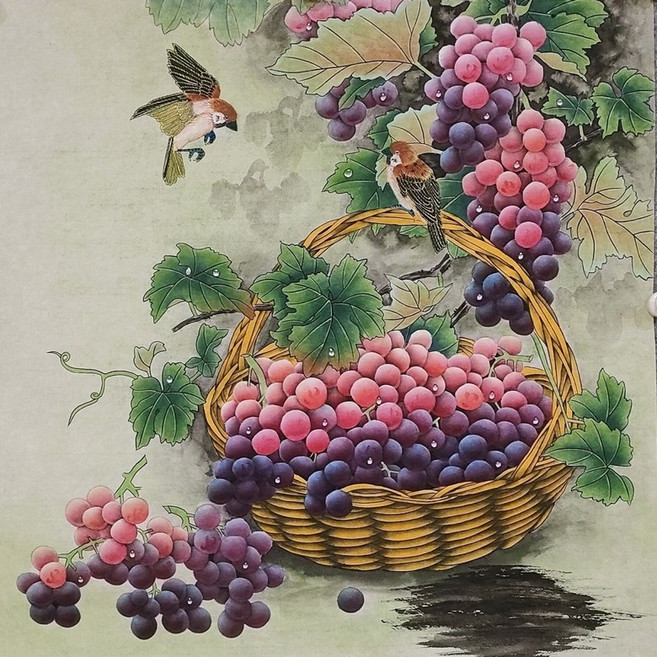 재물포도 부귀새 우드 조각퍼즐 청포도 적포도 행운 건강 재물복 수확하는 과일 동양화 풍수 직소퍼즐 부모님 선물 300 500 1000피스, 부귀새와 재물포도 퍼즐11, 1000피스(퍼즐유액없음), 1개