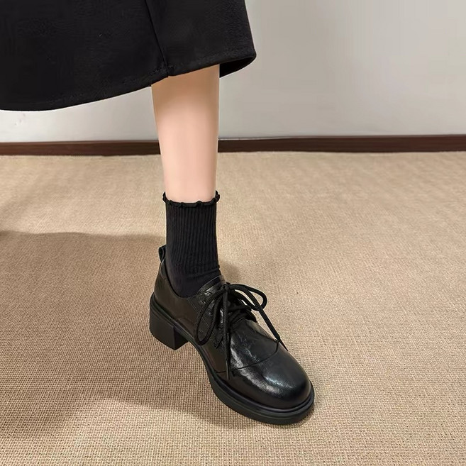 양가죽 펌프스 여성구두 통굽 메리제인 로퍼5cm