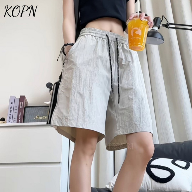 KOPN 메시 통기 스포츠 반바지 남녀 여름 얇은 아웃도어 속건 캐주얼 아메리카노 큰 사이즈 백합 오점 바지