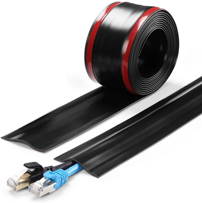 라키네 잘라쓰는 전선 가리개 케이블 몰딩 테이프형, 검은색, 1개