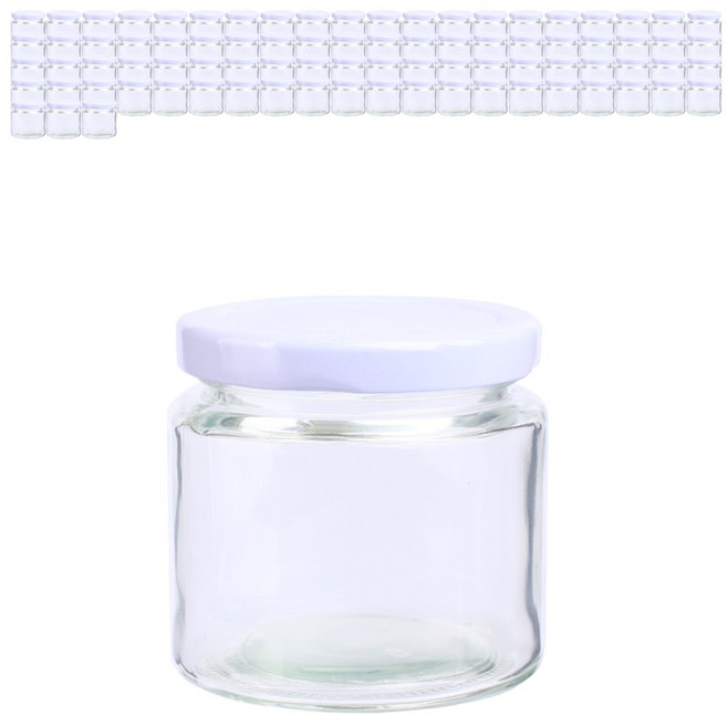 가인글로벌 원형쨈150 유리병 + 러그캡 (화이트) 푸딩용기 쨈병, 84개, 150ml