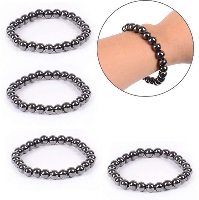 [4개 묶음] (자석팔찌 NO.11 2P+2P) 알크기 8mm패션 구슬 메탈 자석 팔찌 발찌 마그네틱 선물 남녀공용