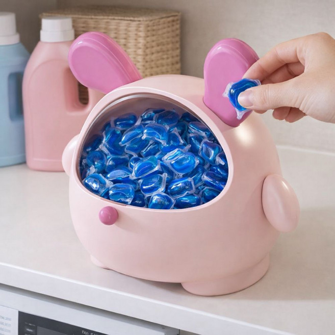 블루빈 귀여운 다용도 캡슐세제 정리 보관함, 1개, 핑크