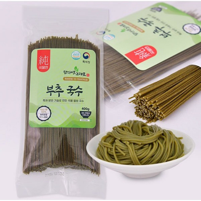 부추국수 400g (보리 현미.마.부추.시래기.도토리.곤드레 메밀 택1)메밀현미국수400g 참자연그대로 순곡물면 100%국산곡물 해썹 특허장치, 1개