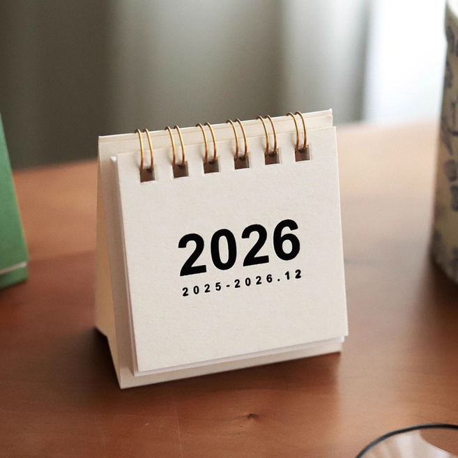 【BAGEL蓓果】現貨 2026迷你桌曆 可愛造型 辦公室小物, 白色, 1個