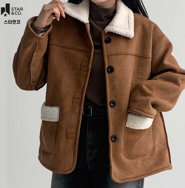 스타앤코 여자 리버시블 무스탕 자켓 양털