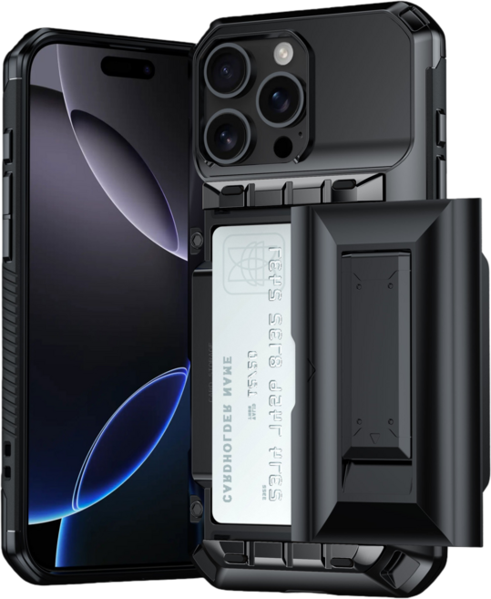 아이폰 16 17 카드수납+거치대+보호 하이브리드 그루브 휴대폰 케이스