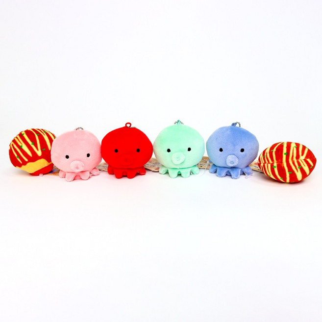 문야끼 문어 타코야끼 반전 인형 키링 봉제인형, 1개, 문야끼(빨간색), 8cm