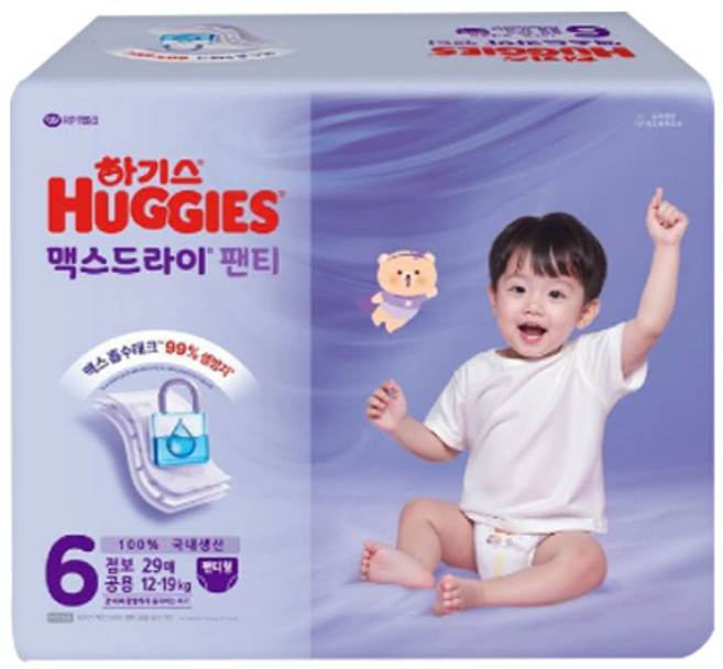 하기스 2025 맥스드라이 팬티기저귀 점보 6단계(공용), 점보형(2XL), 29매